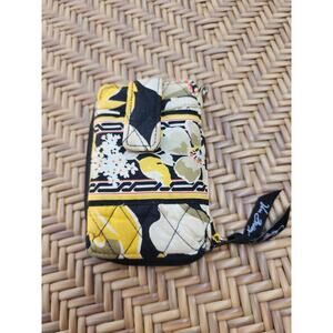 Vera Bradley Zip Around Quilted Yellow Black White Floral Wallet/Credit Card